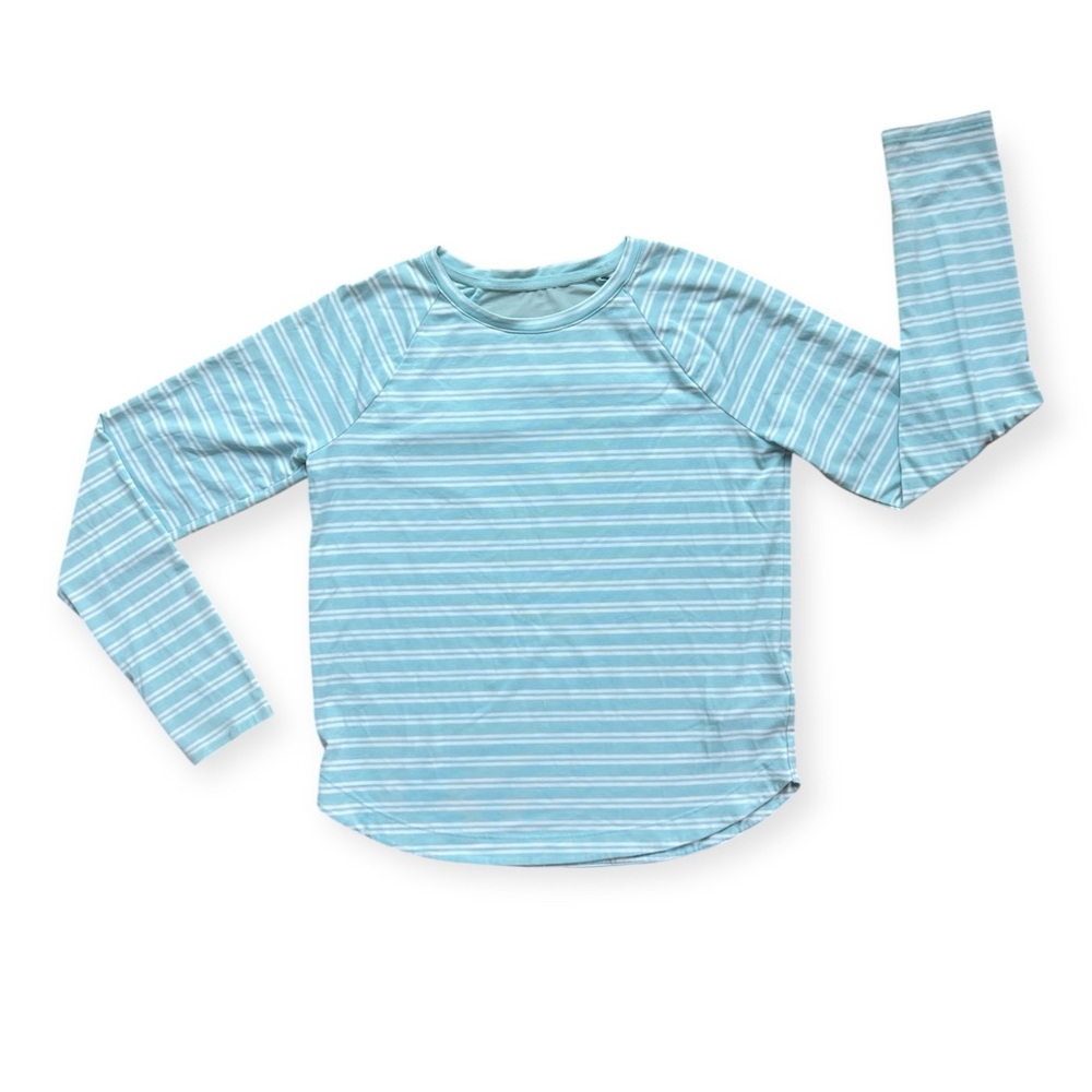 Athleta Girl • Mint Striped Long Sleeve Comeback Top • Size L/12